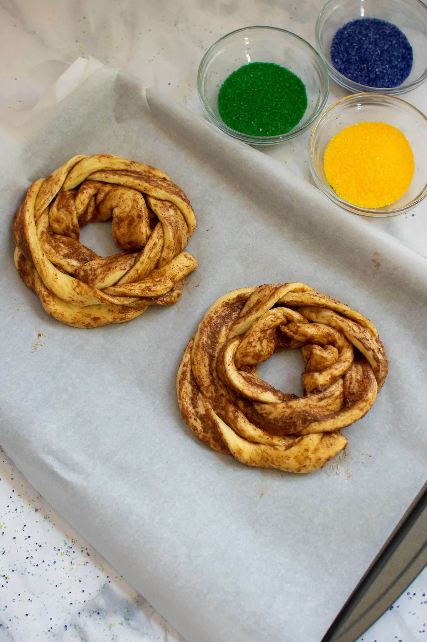 DIY Mini King Cakes ready to bake