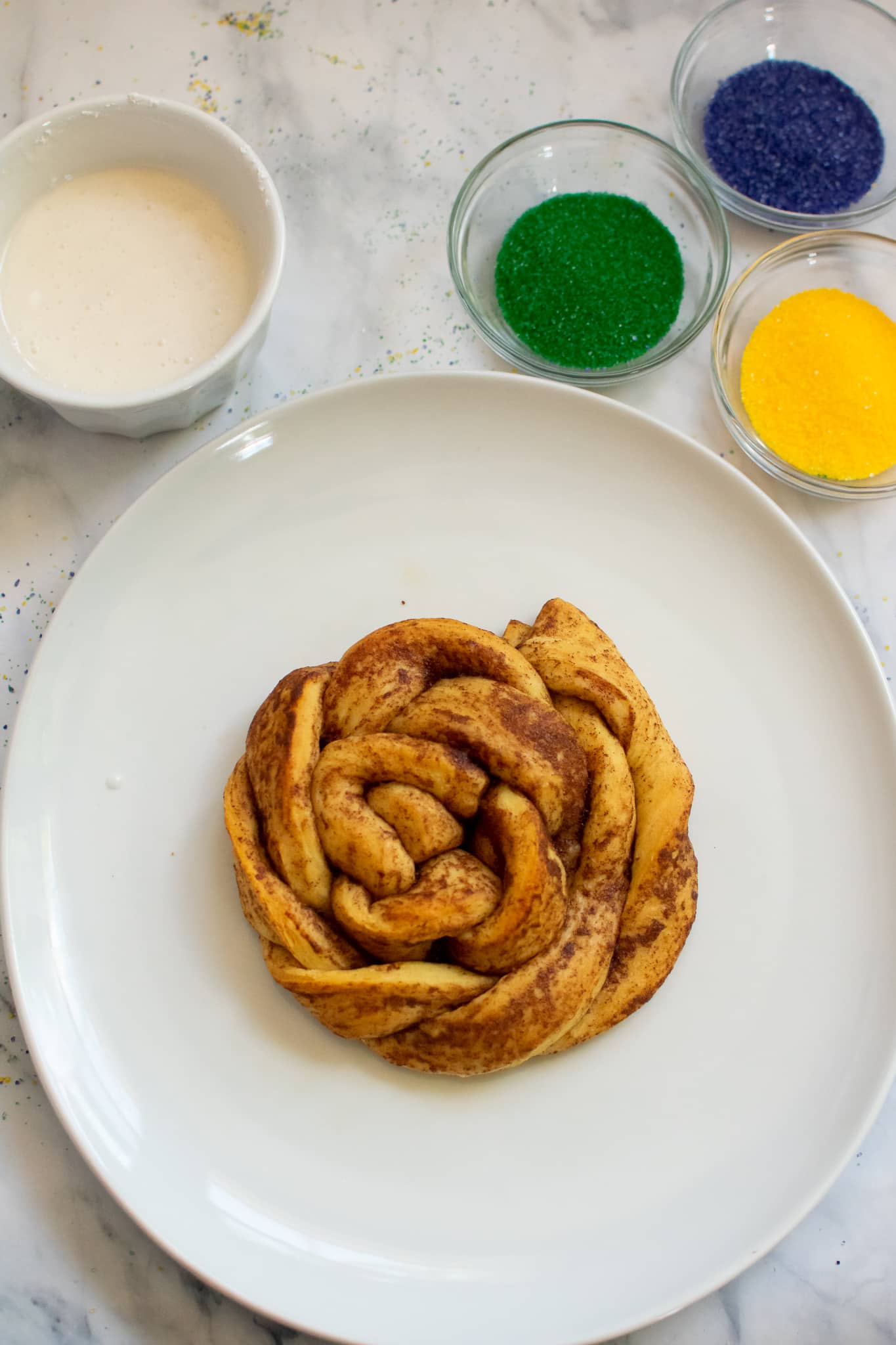 DIY mini king cake baked